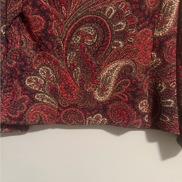 K Petite Vintage Red/Gold Button Up Paisley Blazer Jacket size 12P - Picture 9 of 10